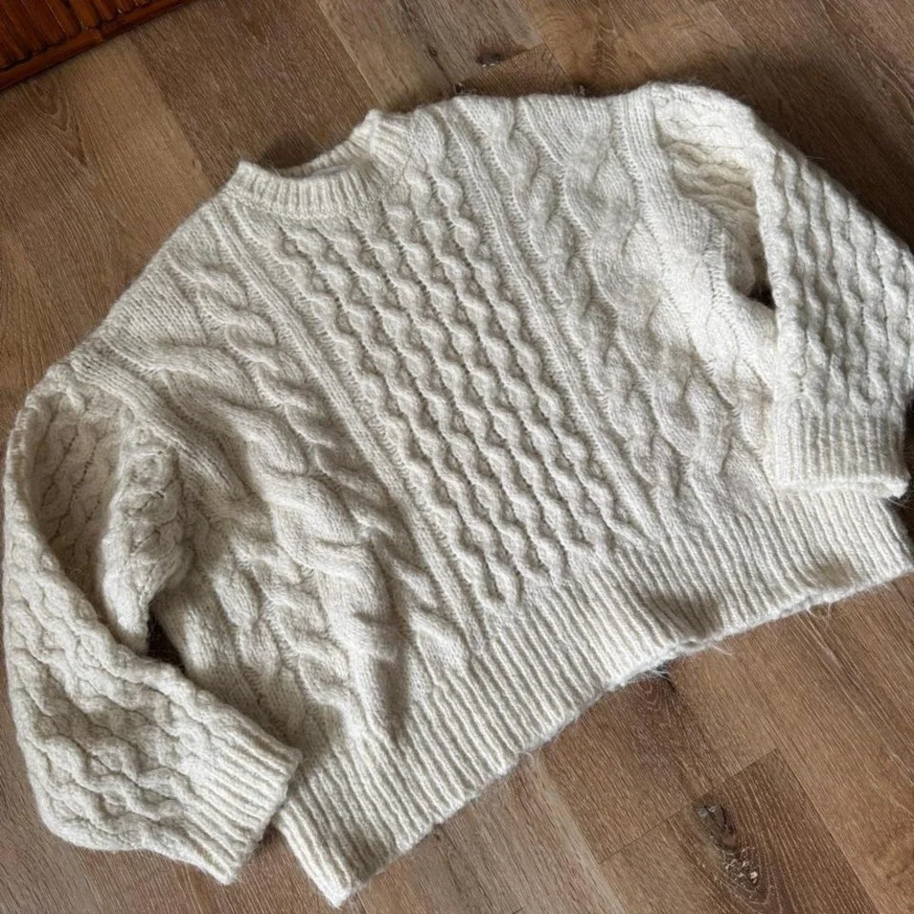 Zara Cream Cable Knit Jumper Sweater Size M‎ - Picture 2 of 5
